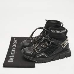 Pre Owned Dolce & Gabbana Black Suede and Leather Sorrento High Top Sneakers Size 38