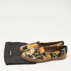 Pre Owned Dolce & Gabbana Multicolor Lemon Print Fabric Espadrille Flats Size 40