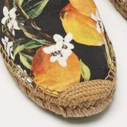 Pre Owned Dolce & Gabbana Multicolor Lemon Print Fabric Espadrille Flats Size 40