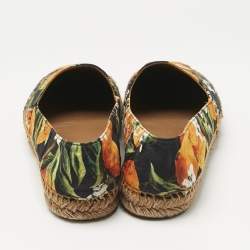 Pre Owned Dolce & Gabbana Multicolor Lemon Print Fabric Espadrille Flats Size 40