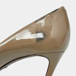 Pre Owned Dolce & Gabbana Olive Green Patent Leather Pointed Toe Pumps Size 40