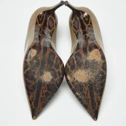 Pre Owned Dolce & Gabbana Olive Green Patent Leather Pointed Toe Pumps Size 40