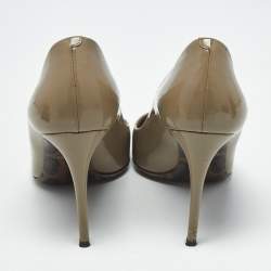 Pre Owned Dolce & Gabbana Olive Green Patent Leather Pointed Toe Pumps Size 40