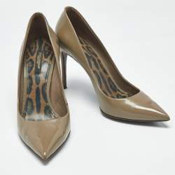 Pre Owned Dolce & Gabbana Olive Green Patent Leather Pointed Toe Pumps Size 40