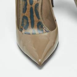 Pre Owned Dolce & Gabbana Olive Green Patent Leather Pointed Toe Pumps Size 40