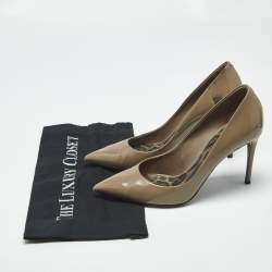 Pre Owned Dolce & Gabbana Olive Green Patent Leather Pointed Toe Pumps Size 40