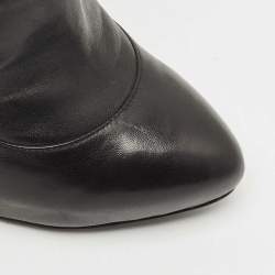 Pre Owned Dolce & Gabbana Black Leather and Lace Mid Calf Boots Size 37