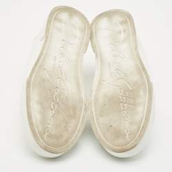 Pre Owned Dolce & Gabbana White Leather Pearl Embellished Portofino Sneakers Size 37