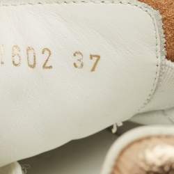Pre Owned Dolce & Gabbana White Leather Pearl Embellished Portofino Sneakers Size 37
