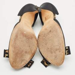 Pre Owned Dolce & Gabbana Black Canvas Bow D'Orsay Pumps Size 40