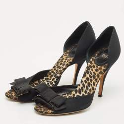 Pre Owned Dolce & Gabbana Black Canvas Bow D'Orsay Pumps Size 40