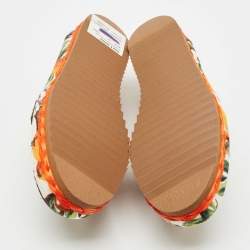 Pre Owned Dolce & Gabbana Multicolor Floral Print Canvas and Leather Palermo Crystals Loafers Size 39