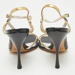 Pre Owned Dolce & Gabbana Tricolor Patent Leather Strappy Ankle Strap Sandals Size 38.5