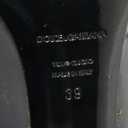 Pre Owned Dolce & Gabbana Grey Patent Leather Bow Platform  Pumps Size 39