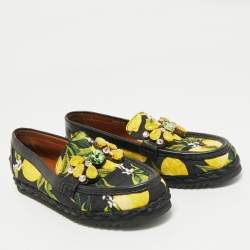 Pre Owned Dolce & Gabbana Multicolor Floral Print Canvas Crystal Embellished Espadrille Flats Size 39