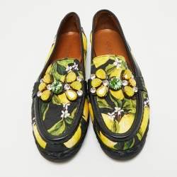 Pre Owned Dolce & Gabbana Multicolor Floral Print Canvas Crystal Embellished Espadrille Flats Size 39