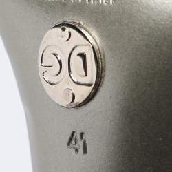 Pre Owned Dolce & Gabbana Brown/Black Leather and Patent Ankle Strap Sandals Size 41