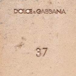 Pre Owned Dolce & Gabbana Brown Suede Crystal Embellished Smoking Slippers Size 37