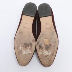 Pre Owned Dolce & Gabbana Brown Suede Crystal Embellished Smoking Slippers Size 37