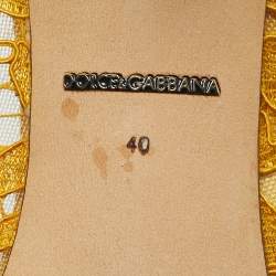 مملوكة مسبقًا Dolce & Gabbana Yellow Lace and Mesh Bellucci Crystal Embellished Pointed Toe Pumps Size 40