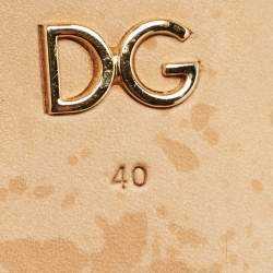 Pre Owned Dolce & Gabbana Tricolor Leather Crystal Embellished Buckle Detail Ankle Strap Mules Size 40