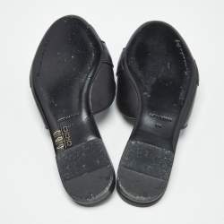 Pre Owned Dolce & Gabbana Black Leather Devotion Flat Slides Size 36.5