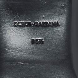 Pre Owned Dolce & Gabbana Black Leather Devotion Flat Slides Size 36.5