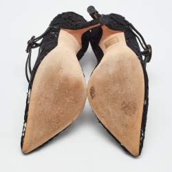 Pre Owned Dolce & Gabbana Black Lace and PVC Mary Jane Pumps Size 38