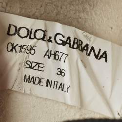 Pre Owned Dolce & Gabbana Black/White Knit Fabric Sorrento Slip On Sneakers Size 36