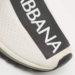 Pre Owned Dolce & Gabbana Black/White Knit Fabric Sorrento Slip On Sneakers Size 36