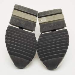 Pre Owned Dolce & Gabbana Black/White Knit Fabric Sorrento Slip On Sneakers Size 36