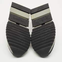 Pre Owned Dolce & Gabbana Black/White Knit Fabric Crystal Embellished Sorrento Slip On Sneakers Size 38.5