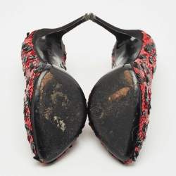 Pre Owned Dolce & Gabbana Red/Black Sequins Round Toe Pumps Size 36