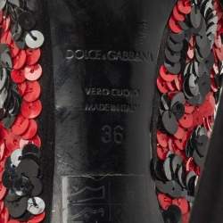 Pre Owned Dolce & Gabbana Red/Black Sequins Round Toe Pumps Size 36