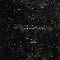 Pre Owned Dolce & Gabbana Black Leather Devotion Buckle Flat Slide Sandals Size 39