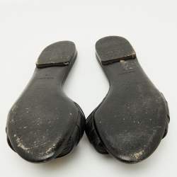 Pre Owned Dolce & Gabbana Black Leather Devotion Buckle Flat Slide Sandals Size 39