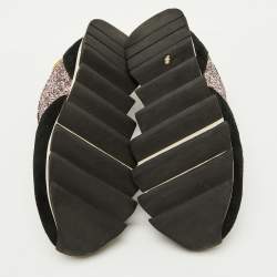 Pre Owned Dolce & Gabbana Multicolor Glitter, Patent Leather and Suede Low Top Sneakers Size 38