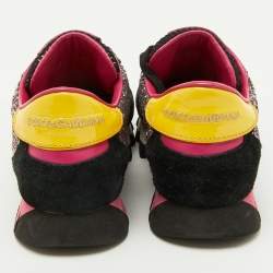 Pre Owned Dolce & Gabbana Multicolor Glitter, Patent Leather and Suede Low Top Sneakers Size 38