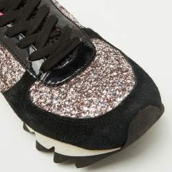 Pre Owned Dolce & Gabbana Multicolor Glitter, Patent Leather and Suede Low Top Sneakers Size 38