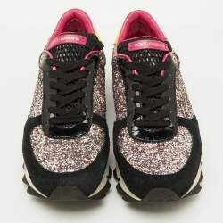 Pre Owned Dolce & Gabbana Multicolor Glitter, Patent Leather and Suede Low Top Sneakers Size 38