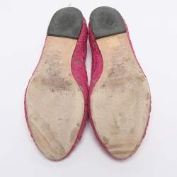 Pre Owned Dolce & Gabbana Pink Lace Crystal Embellished Taormina Ballet Flats Size 38