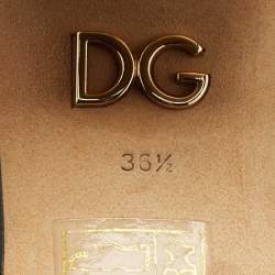 Pre Owned Dolce & Gabbana Black Patent Leather Crystal Embellished Slide Sandals Size 36.5