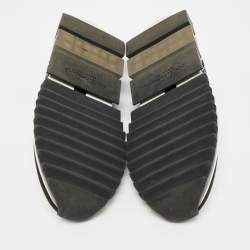 Pre Owned Dolce & Gabbana Black/White Knit Fabric Sorrento Slip On Sneakers Size 39