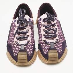 Pre Owned Dolce & Gabbana Multicolor Leather and Suede Ns1 Lace Up Sneakers Size 37.5