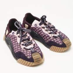 Pre Owned Dolce & Gabbana Multicolor Leather and Suede Ns1 Lace Up Sneakers Size 37.5