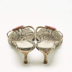 Pre Owned Dolce & Gabbana Multicolor Python Heart Slide Sandals Size 41