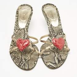Pre Owned Dolce & Gabbana Multicolor Python Heart Slide Sandals Size 41
