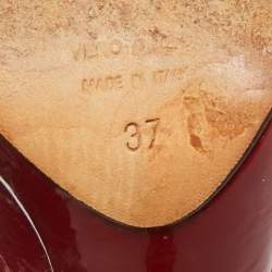 Pre Owned Dolce & Gabbana Red Patent Leather Platform Peep Toe Mary Jane Pumps Size 37