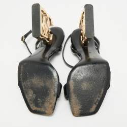 Pre Owned صندل دولتشي أند غابانا جلد لامع أسود كيرا بحزام للكاحل مقاس 38