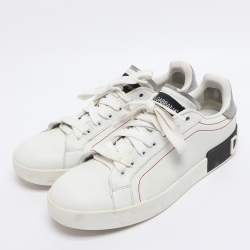 Pre Owned Dolce & Gabbana White Leather Portofino Low Top Sneakers Size 40